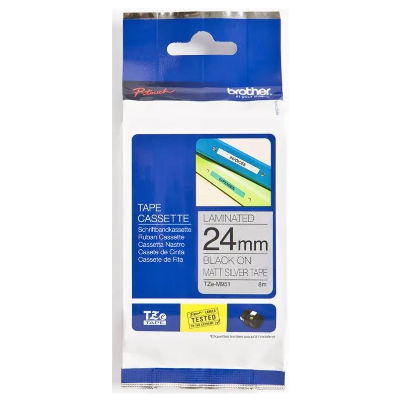 Kovinski laminirani trak 24 mm, črna na sivi