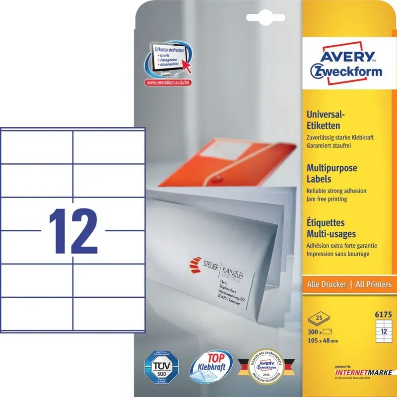 Univerzalne etikete 105 x 48 mm, 25/1