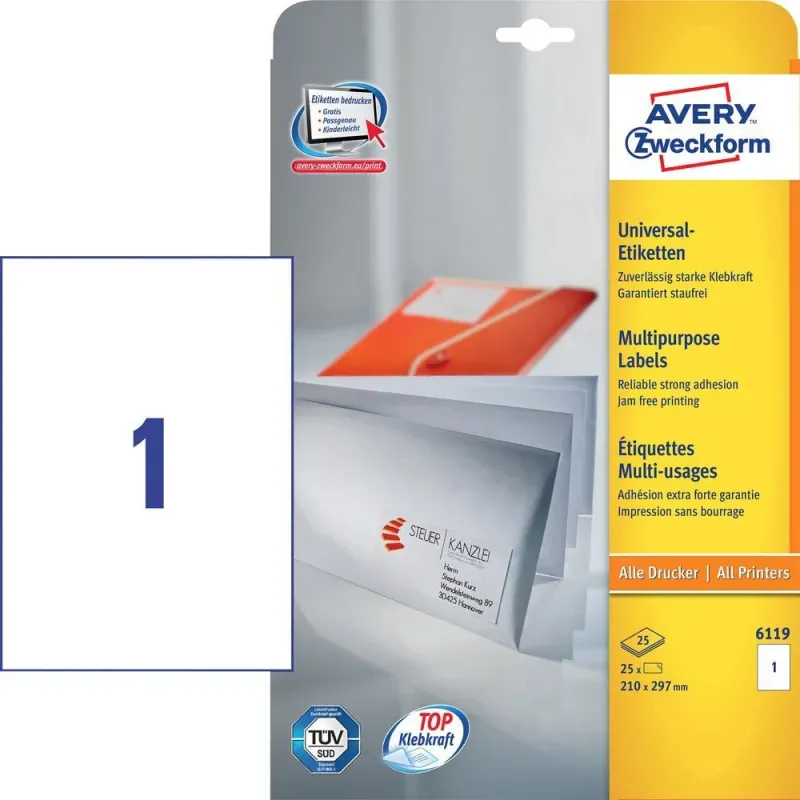 Univerzalne etikete 210 x 297 mm, 25/1