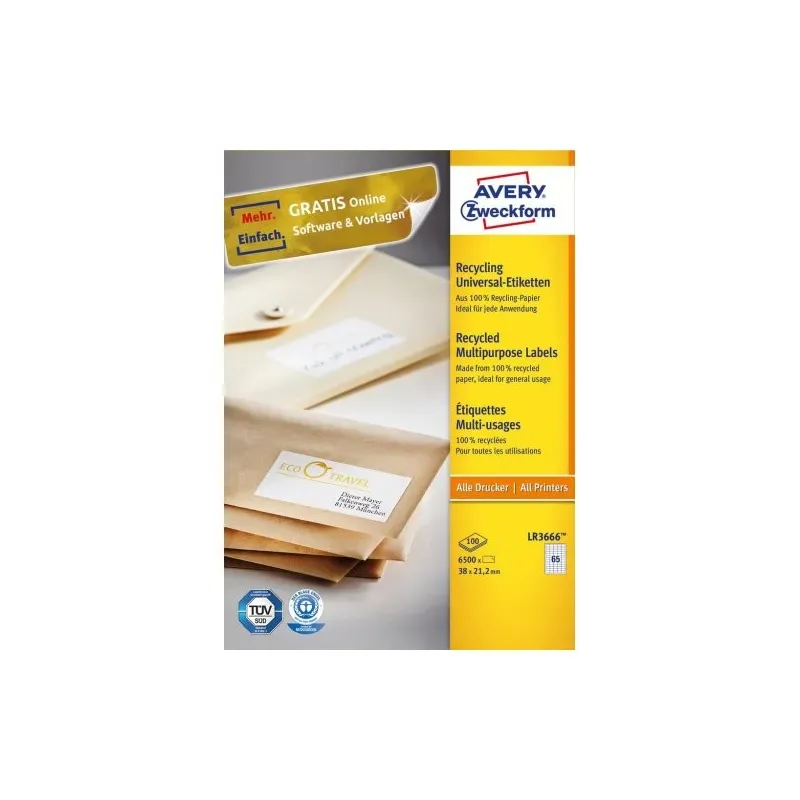 Reciklirane univerzalne etikete 38 x 21,2 mm 