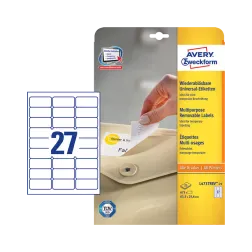 Odstranljive univerzalne etikete 63,5 x 29,6 mm