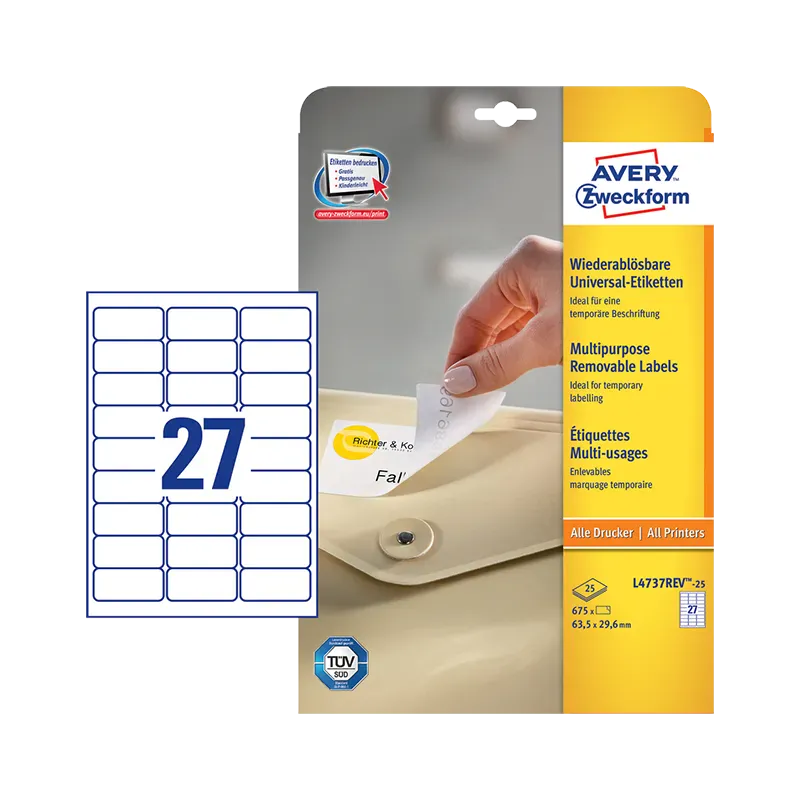 Odstranljive univerzalne etikete 63,5 x 29,6 mm