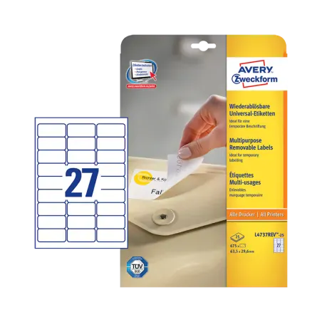 Odstranljive univerzalne etikete 63,5 x 29,6 mm