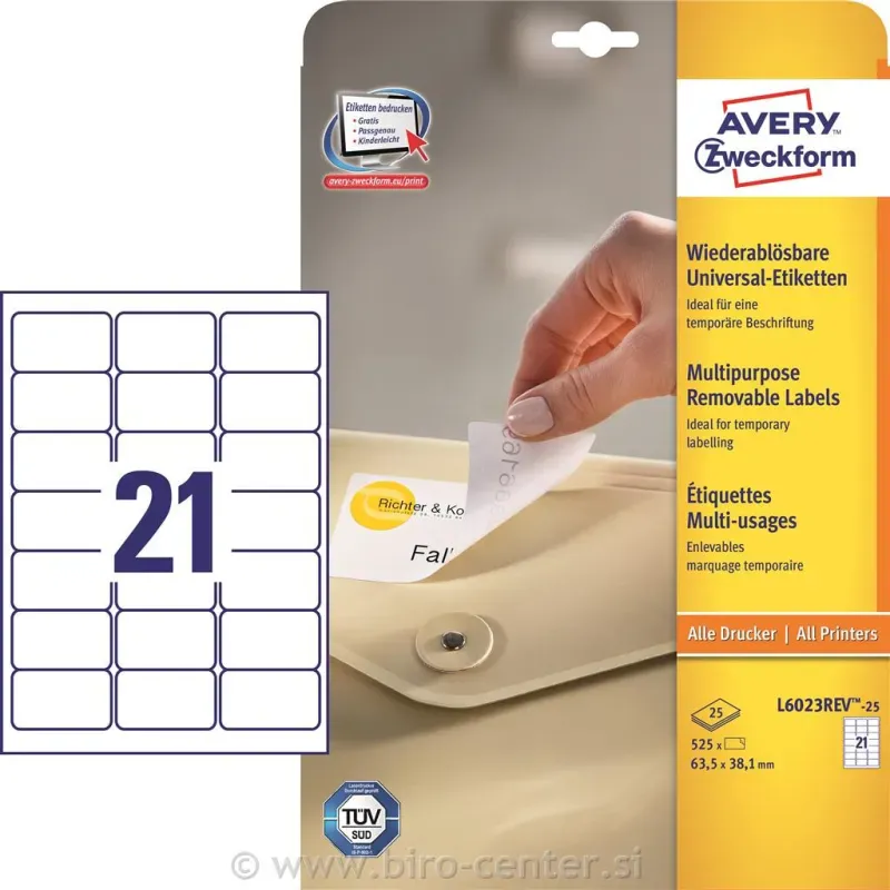 Odstranljive univerzalne etikete 63,5 x 38,1 mm