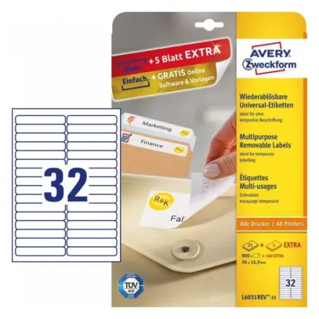 Odstranljive univerzalne etikete 96 x 16,9 mm