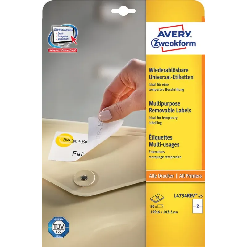 Odstranljive univerzalne etikete 199.6 x 143.5 mm