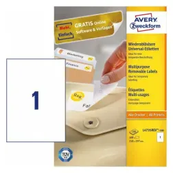 Odstranljive univerzalne etikete 210 x 297 mm