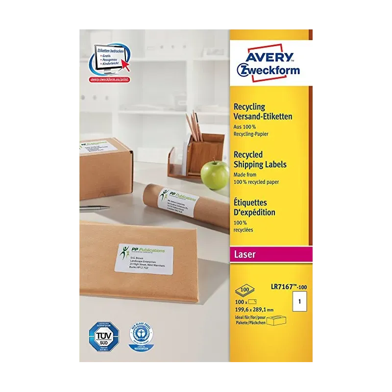 Reciklirane etikete za pakete 199,6 x 289,1 mm