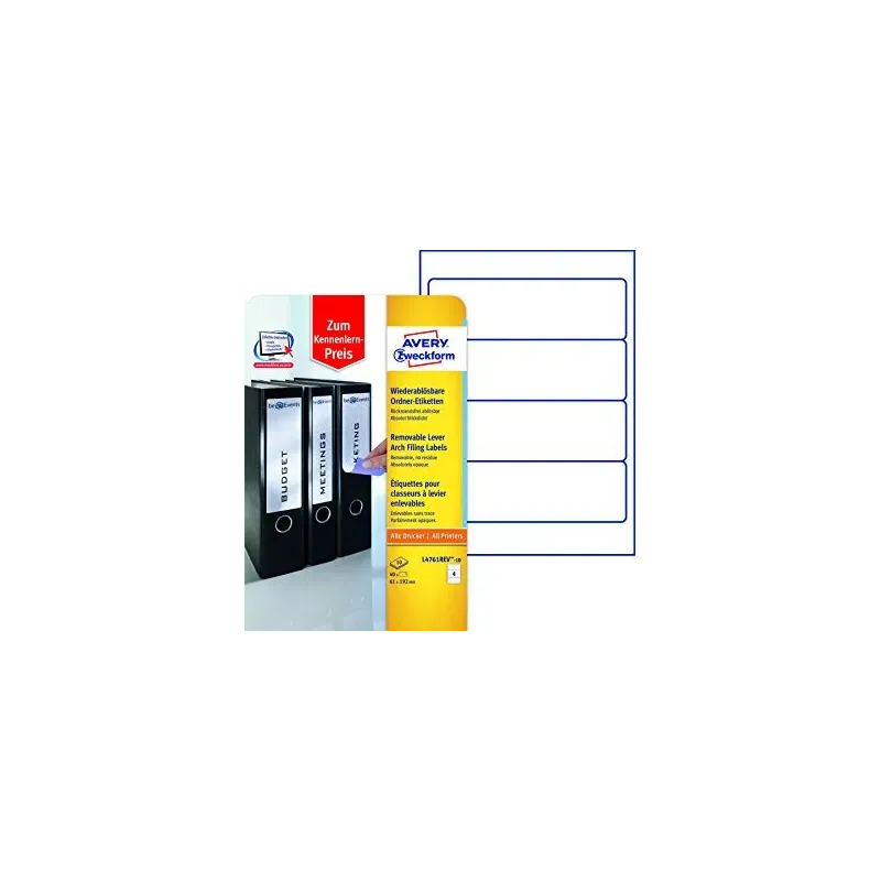 Odstranljive etikete za široke registratorje 192 x 61 1/10 Odstranljive etikete za široke registratorje 192 x 61 1/10