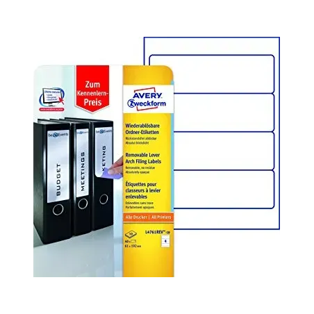 Odstranljive etikete za široke registratorje 192 x 61 1/10