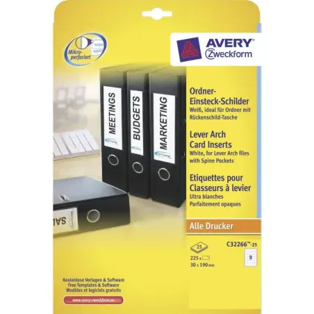 Vstavni kartončki za hrbtišča registratorjev 190 x 30 mm