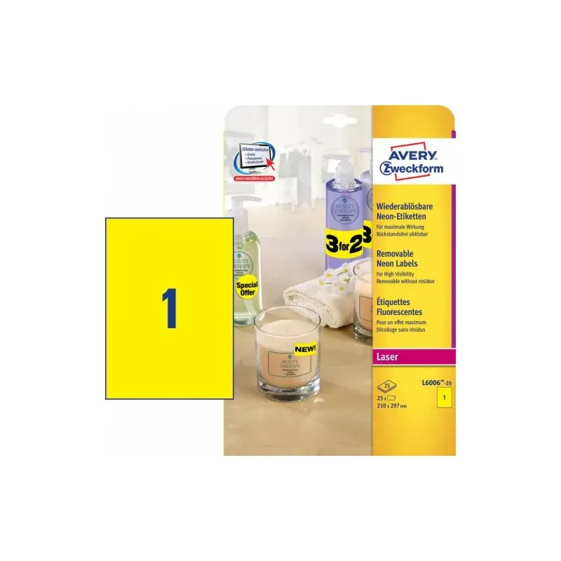 Odstranljive neon rumene etikete 210 x 297 mm Odstranljive neon rumene etikete 210 x 297 mm
