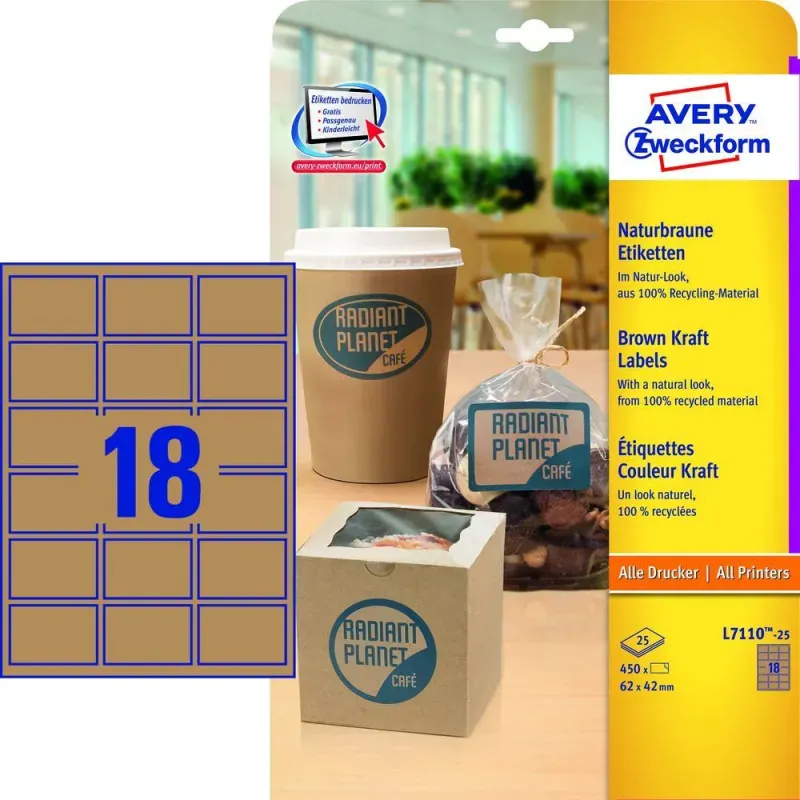 Etikete naravno rjave, pravokotne 62 x 42 mm