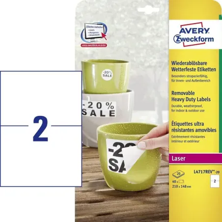 Zelo odporne odstranljive poliesterske etikete, bele 210 x 148 mm