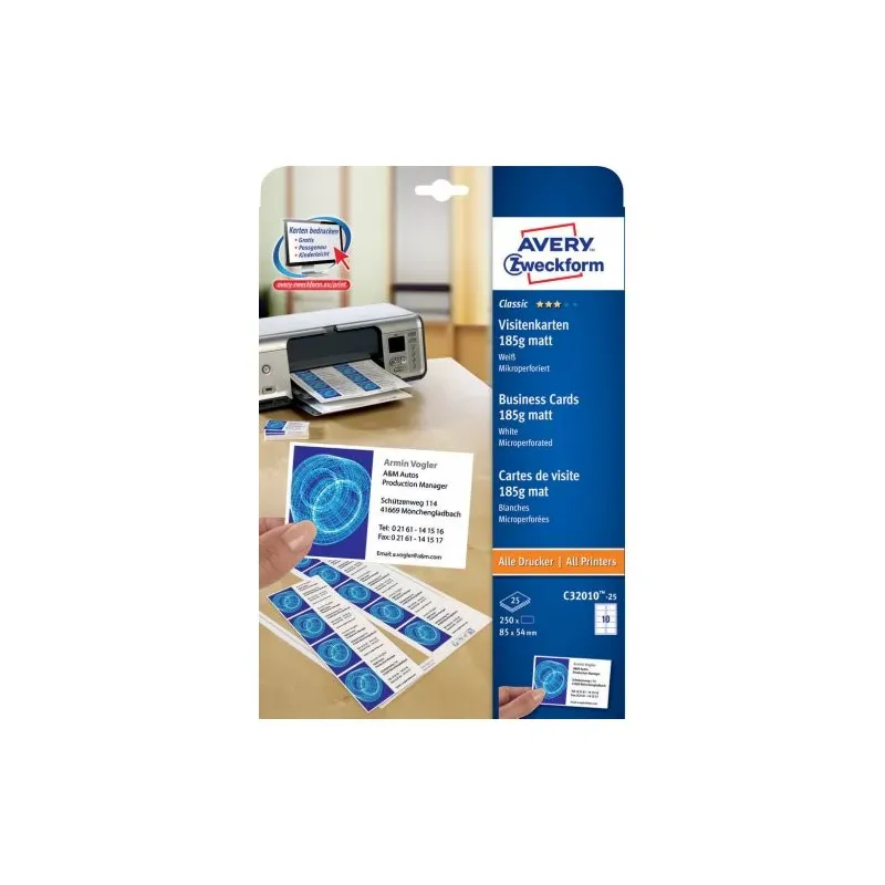 Vizitke 85 x 54 mm, 185 g/m² 