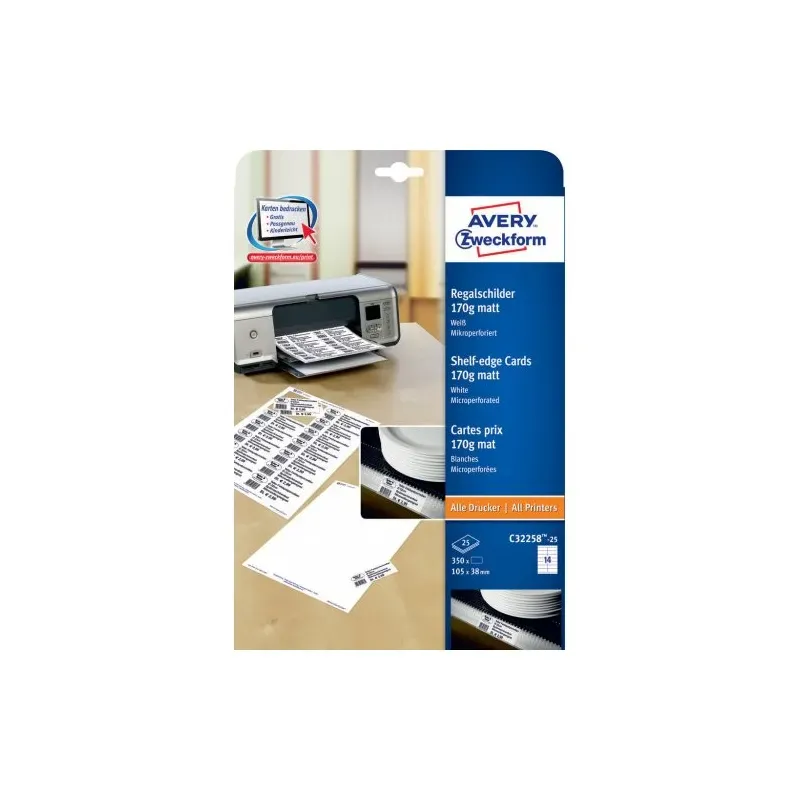 Kartonske predloge 105 x 38 mm, 170 g/m² 