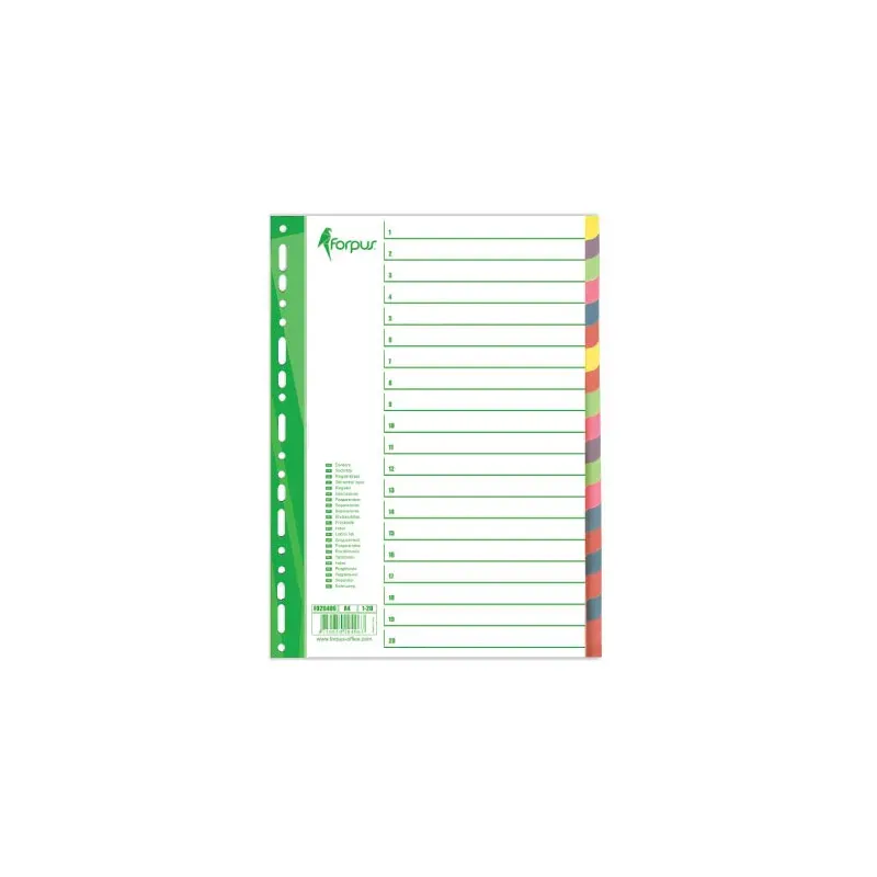 Pregradni karton A4, 20-delni