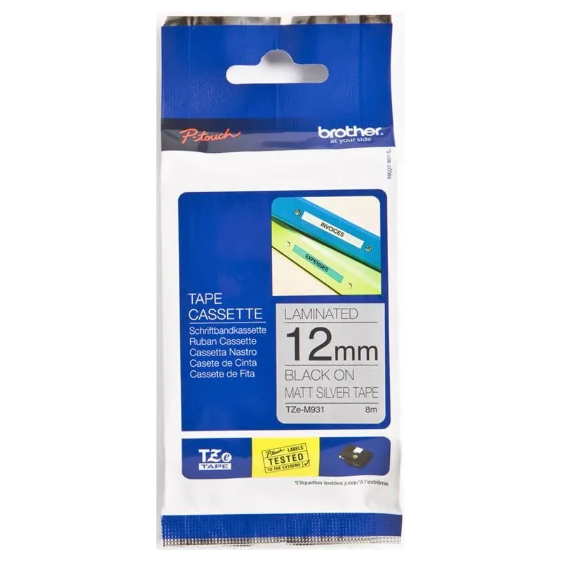 Kovinski laminirani trak 12 mm, črna na sivi