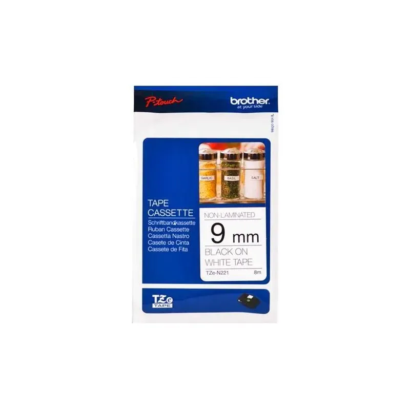 Nelaminirani trak 9 mm, črna na beli 