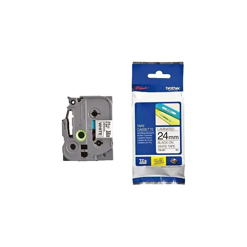 Nelaminirani trak 24 mm, črna na beli 