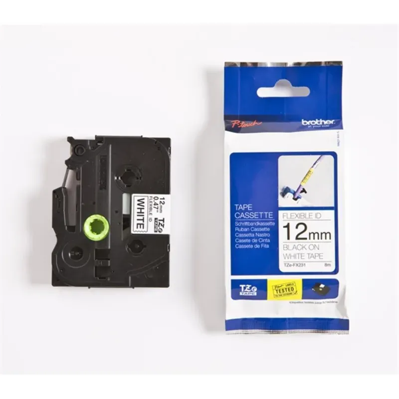 Upogljivi laminirani trak črna na belem 12 mm