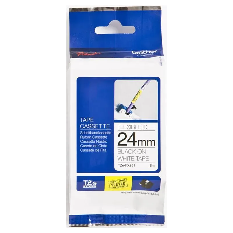 Upogljivi laminirani trak črna na belem 24 mm