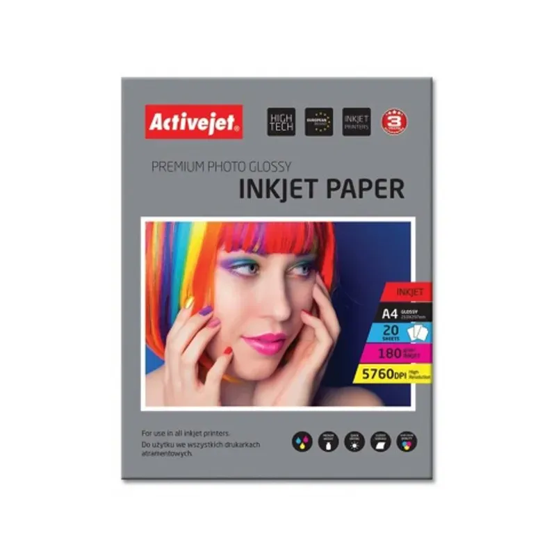 Foto papir Activejet A4 Inkjet Glossy 180 g, 20/1 Foto papir Activejet A4 Inkjet Glossy 180 g, 20/1