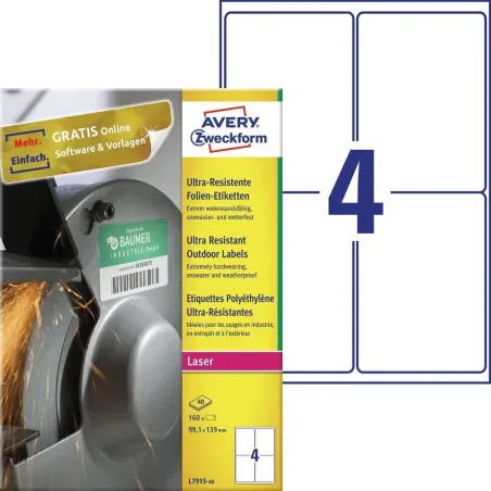 Izjemno odporne poliesterske etikete, 99,1 x 139 mm, bele