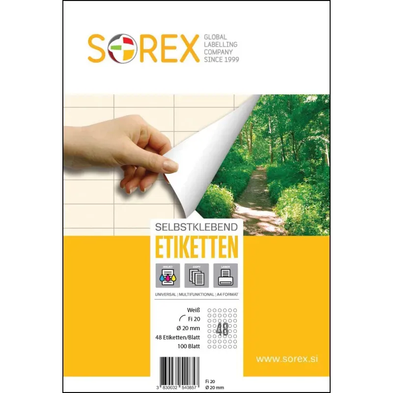 Etikete Sorex okrogle - Ø 20 mm, 100/1