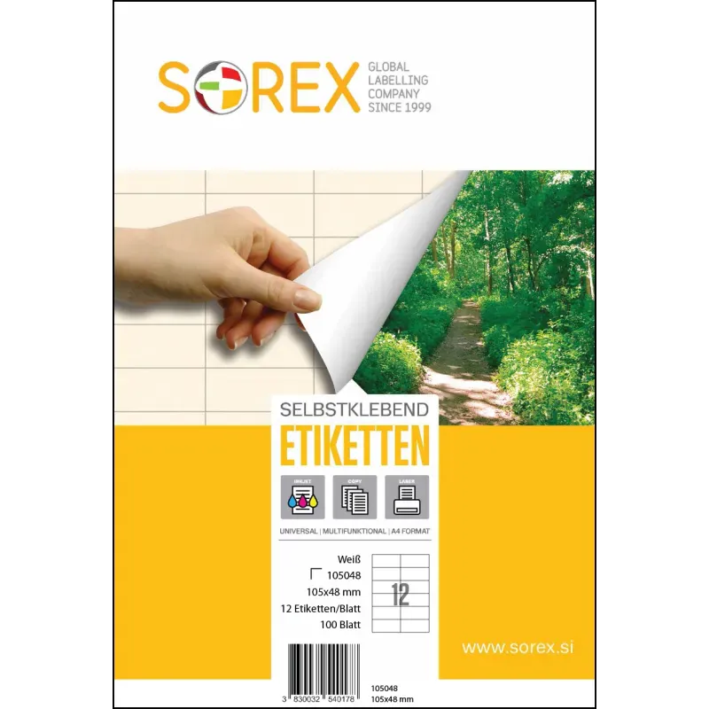 Etikete Sorex 105 x 48 mm, 100/1