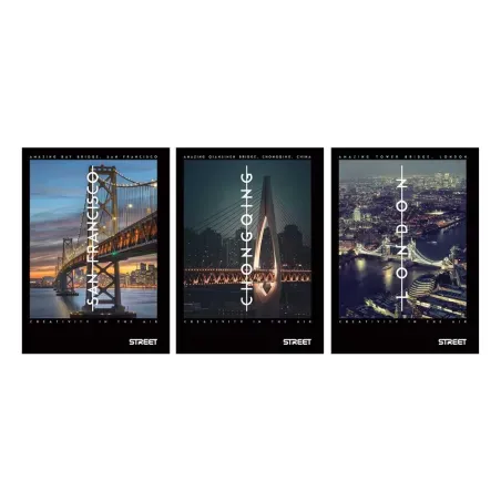 Zvezek Street Bridges A4 črte (z robom) 