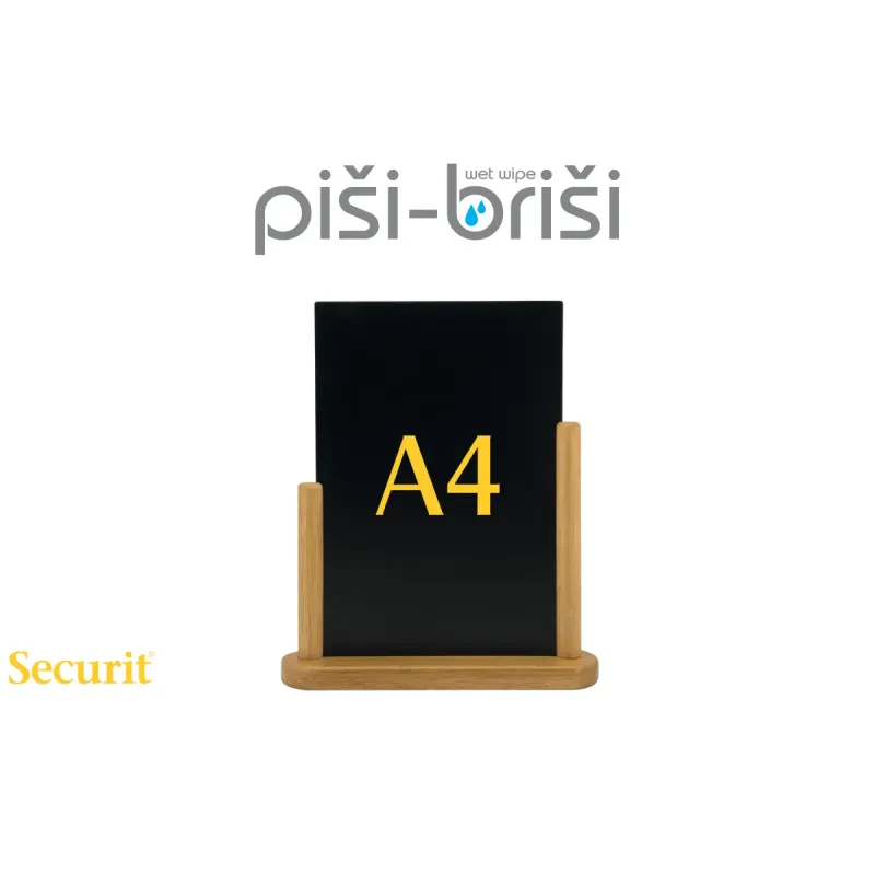ČRNA TABLA na podstavku Securit® Elegant A4 - sv. rjav okvir