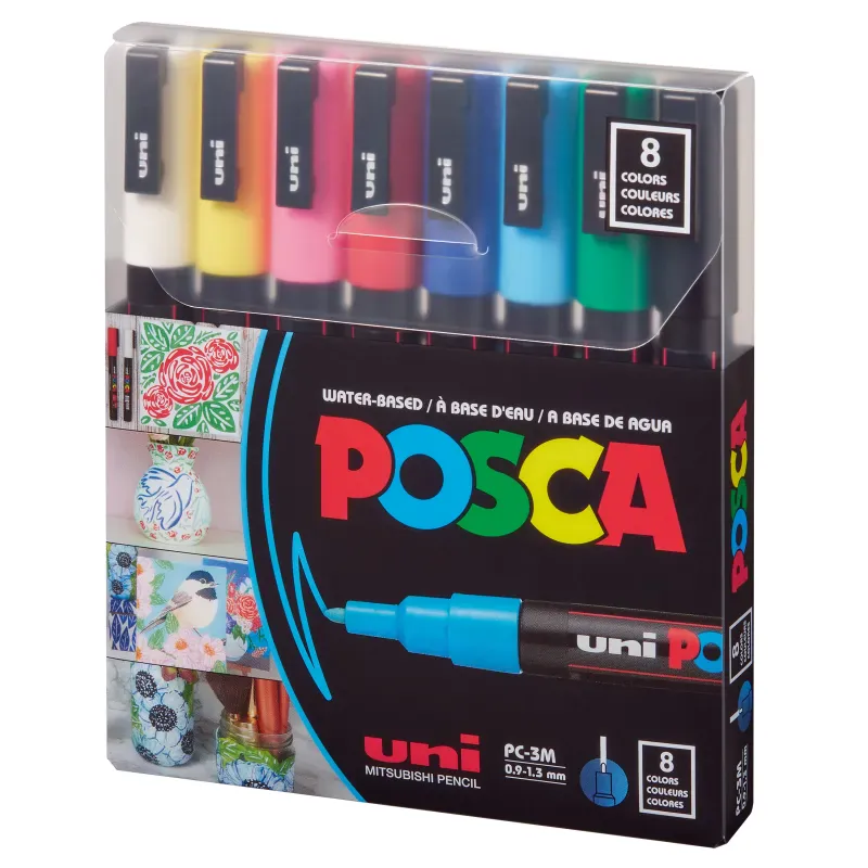 Marker Uni PC-3M POSCA, set 8/1 Sortirane barve
