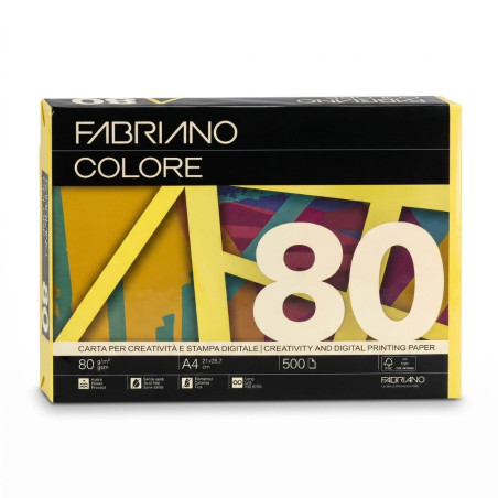 Papir Fabriano 80g,  Rumena cedra (Cedro)Barvni papir A4 Rumena cedra