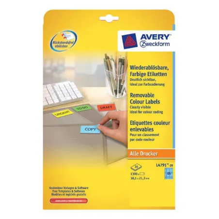 Etikete za označevanje, barvne odstranljive modre 38,1 x 21,2 mm - L4791-20  